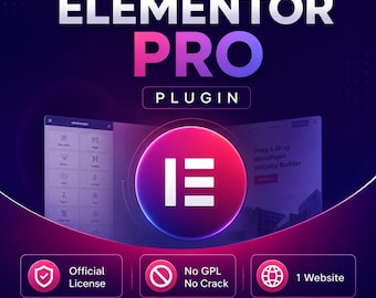 Elementor Pro Plugin License 1 Year Activation, WordPress Page Builder Plugin, Website Builder Tool, Annual Subscription Key