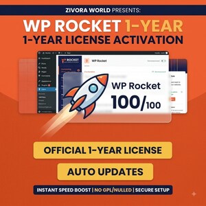 Attivazione della licenza ufficiale di WP Rocket per 1 anno, configurazione del plugin di cache di WordPress, servizio di ottimizzazione della velocità del sito web, correzione dei parametri vitali di PageSpeed.