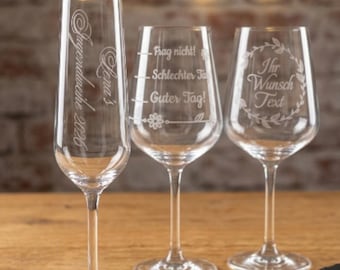 Bicchieri personalizzati con incisione | Calice da champagne per la cresima, calice da vino con barometro dell'umore o regalo con testo personalizzato | Vetro in cristallo di alta qualità