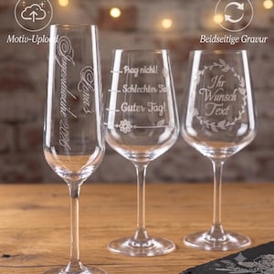 Copas personalizadas con grabado | Copa de champán para confirmación, copa de vino con barómetro de estado de ánimo o regalo con texto personalizado | Cristal de alta calidad
