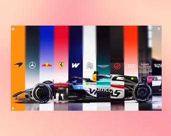 Vlag F1 Teams – Formule 1-wandtapijt en kamerbanner – Motorsport Racing-fandecoratie voor gamers en verzamelaars
