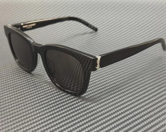 Gafas de sol SAINT LAURENT SL M124 001 negras y gris oscuro unisex de 49 mm, tamaño mediano.
