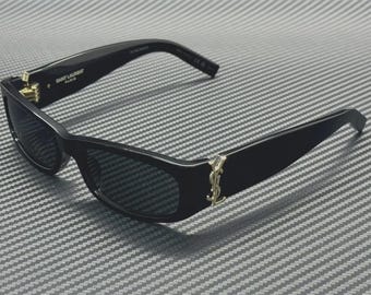 Gafas de sol SAINT LAURENT SL M152 001 para mujer, color negro, dorado y gris, 55 mm.