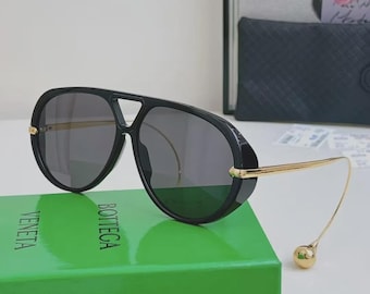 Gafas de sol Bottega Veneta BV1273 para mujer, montura negra, diseño extragrande, con caja.