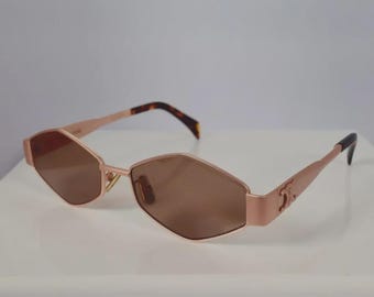 Gafas de sol Celine CL40254U 28A de 54 mm rectangulares en oro rosa con lentes marrón grisáceo