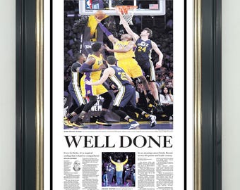 Portada de periódico del partido de retiro de Kobe Bryant / Despedida de 60 puntos / Impresión de recuerdos deportivos / Descarga digital de historia del deporte
