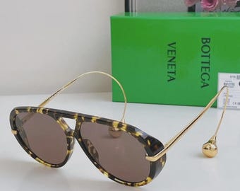 Gafas de sol Bottega Veneta BV1273 para mujer, montura de carey, lentes marrones, 63 mm, protección UV400.