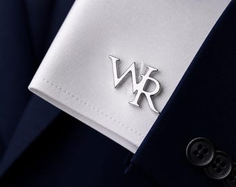Custom Monogram Cufflinks, Personalized Initial Cufflinks for Men, Gold Cuff Links, Groom Gift, Groomsmen Gift, Wedding Cufflinks
