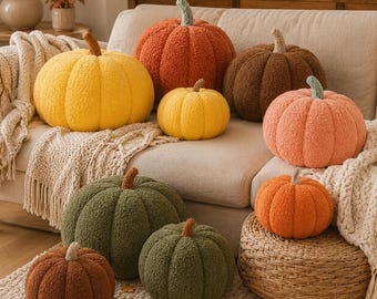 Pumpkin Pillow, Plush Pumpkin Cushion, Fall Autumn Home Decor, Cozy Halloween Pillow, Thanksgiving Sofa Decor