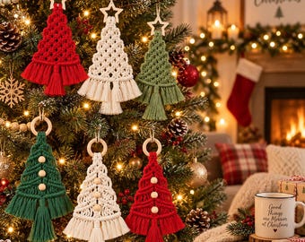 DIY Macrame Christmas Tree Kit, Christmas Ornament Craft Kit, Beginner Holiday Craft, Boho Christmas Decor