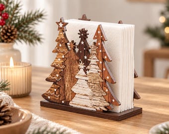 Christmas Tree Napkin Holder, Wooden Christmas Table Decor, Holiday Napkin Stand