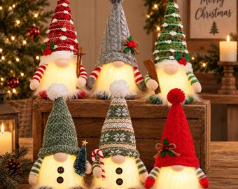 Christmas Gnome, LED Scandinavian Gnome Decor, Nordic Holiday Shelf Sitter, Christmas Table Decor, Christmas Home Decoration, Xmas Gift