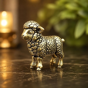 Brass Sheep Figurine, Mini Sheep Statue, Sheep Desk Decor, Brass Animal Decor, Sheep Collectible, Tiny Sheep Sculpture, Farm Animal Gift