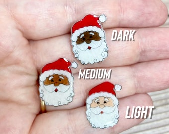 Santa Claus Pin, Lapel Pins, Christmas pin, dark skinned Santa, black Santa, latino santa
