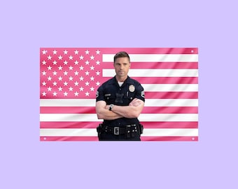 Tim Bradford US-Wandteppich mit Flagge, Wandbild „The Rookie“, Schlafzimmerdeko für die Polizeiserie, Fanbanner