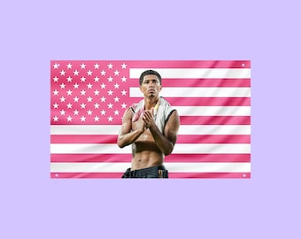 Jude Bellingham Pinker Wandteppich mit US-Flagge, Fußball-Wandbild, Fußball-Schlafzimmerdeko, Sportfan-Banner