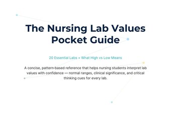 Nursing Lab Values Pocket Guide | 20 Essential Labs + High vs Low Meanings | NCLEX Study PDF | Fast Clinical Recall