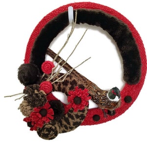 Red and Animal Print Wintertime Wreath