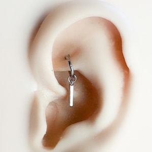18g 16g 6mm 8mm Simple Dainty Bar Rook Hoop, 316L Surgical Steel piercings, rook huggie, hoop huggies, cartilage piercing, cartilage earring