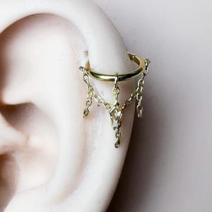 14g 16g 18g 8mm 10mm 12mm Champagne CZ Illyana Charm Implant Grade F136 Titanium Chain Helix Hoop, Conch hoop, gold hoop, silver hoop