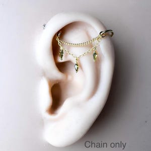 Double chaîne industrielle Dainty haltères cerf-volant CZ (uniquement) pour piercing, Piercing chaîne hélice en or, boucle d'oreille en chaîne, 14 g, 16 g, 18 g