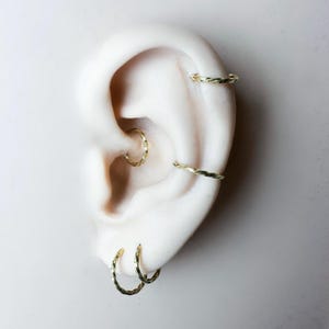 16g Simple Dainty Twisted F136 Titanium daith hoop, daith huggie, hoop huggies, cartilage piercing, helix hoops, septum ring, nose ring,
