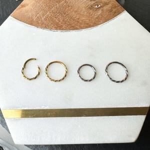 16g Simple Dainty Twisted F136 Titanium daith hoop, daith huggie, hoop huggies, cartilage piercing, helix hoops, septum ring, nose ring,