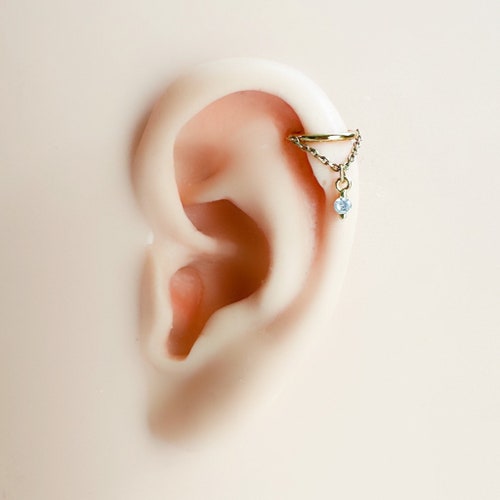 18g 16g Minimalist Rolo Chain Rook Hoop, Stainless Steel Piercings