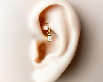 18g Dainty Single CZ Bar stainless steel rook hoop, rook huggie, hoop huggies, cartilage piercing, cartilage earrings