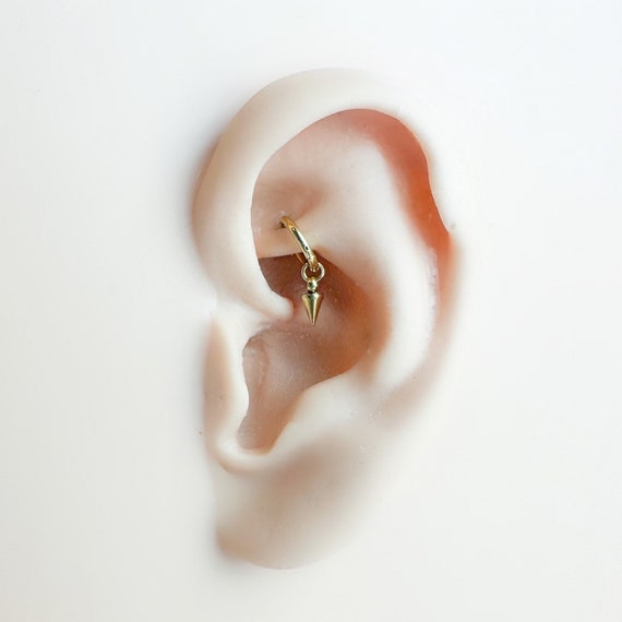 16g 18g Dainty Spike Rook Piercing, Titanium Rook Hoop, Rook