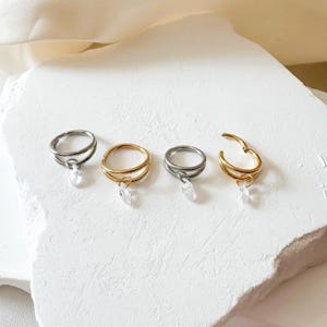 16g Implant Grade Titanium Double Hoop Marquise CZ Charm conch, septum ring piercing F128 titanium ring hoop cartilage piercing, conch hoop