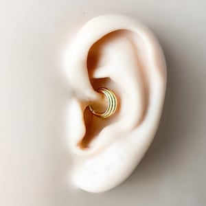 Dainty coin 18k gold plated sterling silver daith hoop, daith huggie, hoop huggies, cartilage piercing, cartilage earrings, helix hoops