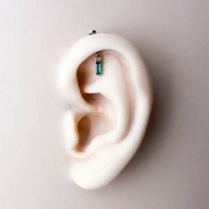 Dainty F136 Titanium 16G Aurora Push Pin Flat Back Vertical Helix Piercing Cartilage Earring, Vertical rook piercing, hidden rook piercing