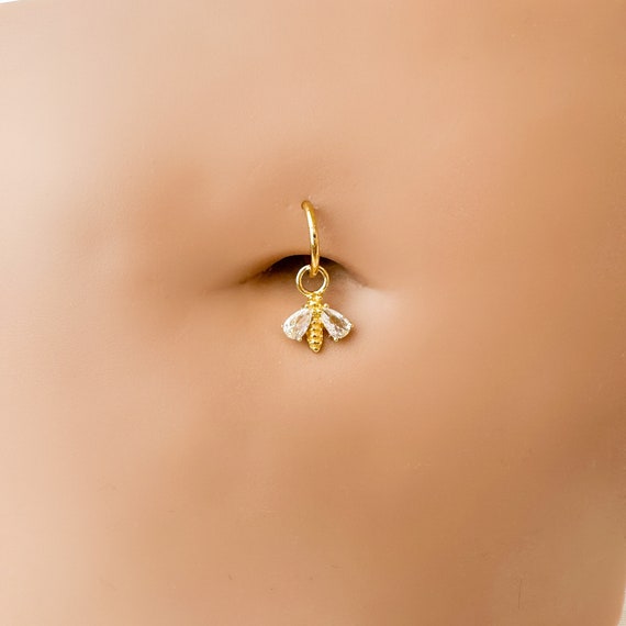 16g 14g Little Bee Hoop Belly Ring Stainless Steel Silver or Gold Belly Piercings 8mm or 10mm Hoop Piercing Belly Hoop Etsy Canada