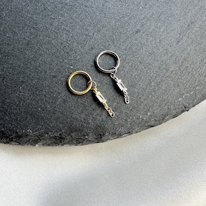16g 18g Rook Hoop Dainty CZ Bar Chain 316L Surgical Steel, sterling silver, 6mm hoop, hoop huggies, cartilage piercing, small hoops