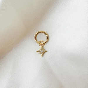 16g 14g Dainty North Star Hoop Belly Ring, Stainless steel silver or gold, belly piercings, 8mm or 10mm, Hoop Piercing, belly hoop