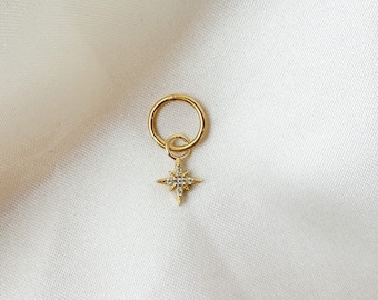 16g 14g Dainty North Star Hoop Belly Ring, Stainless steel silver or gold, belly piercings, 8mm or 10mm, Hoop Piercing, belly hoop