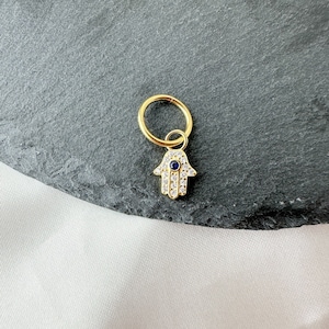 16g 14g Elegant Hamsa Hand Hoop Navelring, Titansilver eller guld, Navelpiercingar, 8 mm eller 10 mm, Hoop Piercing, Navelring