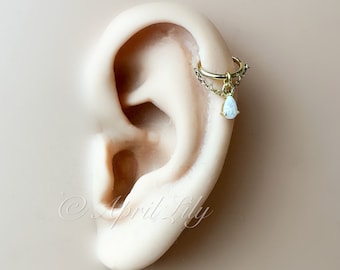 14g 16g 18g 6mm 8mm 10mm 12mm Cleo Charm Implant Grade F136 Titanium Chain Gem Hoop conch, helix hoop, gold hoop, silver hoop
