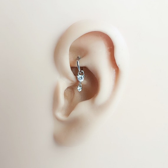 Dainty Crystal Dangle Hoop Charm, Sterling Silver, 18k Gold Plated