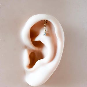 Dainty F136 Titanium 16G, 18G Vera Flat Push Pin Vertical Helix Piercing Cartilage, Vertical rook piercing, hidden rook piercing