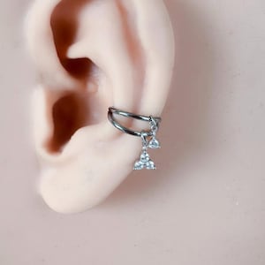16g Implant Grade Titanium Double Hoop with CZ Charm conch, septum ring piercing F128 titanium ring hoop cartilage piercing, conch hoop