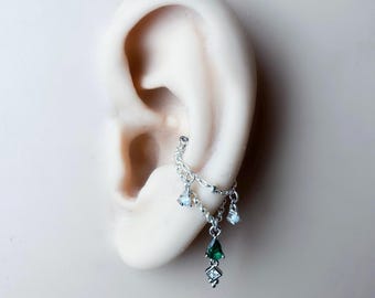 Sterling Silver or Gold Filled Lyra Conch Dangle Chain, helix chain piercing , conch hoop, gold hoop, silver hoop, earring chain