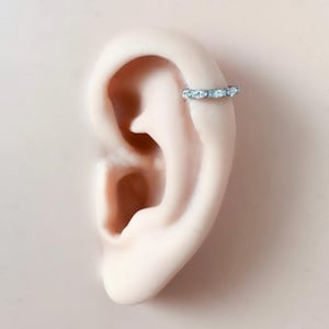 Titanium 8mm 16g Diamond CZ Cartilage Helix Hoop Earrings, rook huggie, hoop huggies, cartilage piercing, helix hoops, small hoops
