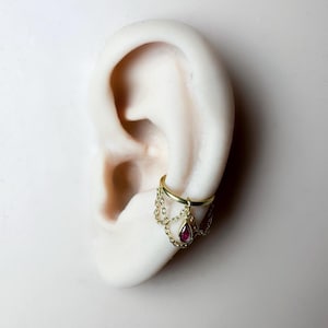 14g 16g 18g 6mm-12mm ruby cz camellia implant grade titanium chain gem hoop conch, septum ring piercing , conch hoop, gold hoop, helix hoop
