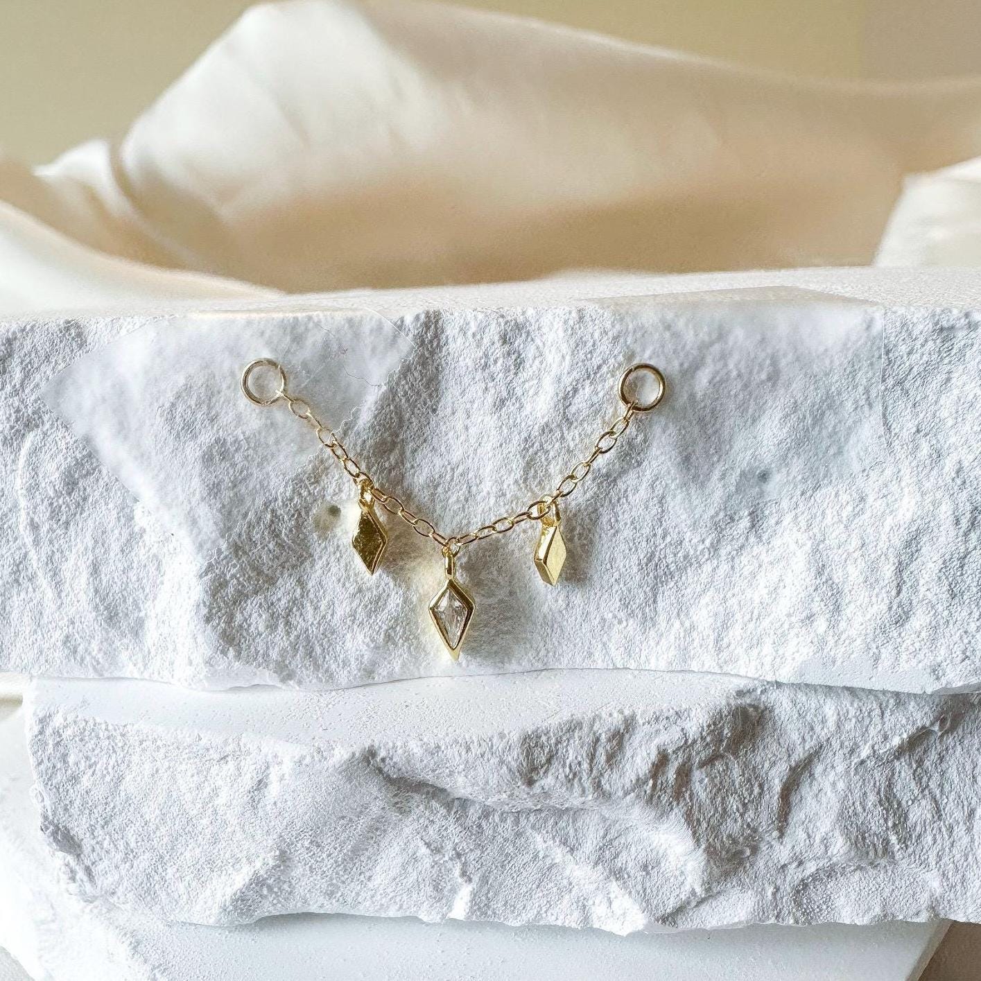 ピアス用の繊細なインダストリアルバーベルカイトCZチェーン（のみ