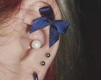 Cutest bow titanium piercing, cute piercings, 16 gauge, surgical steel piercing, helix earrings, conch piercings, bow earrings