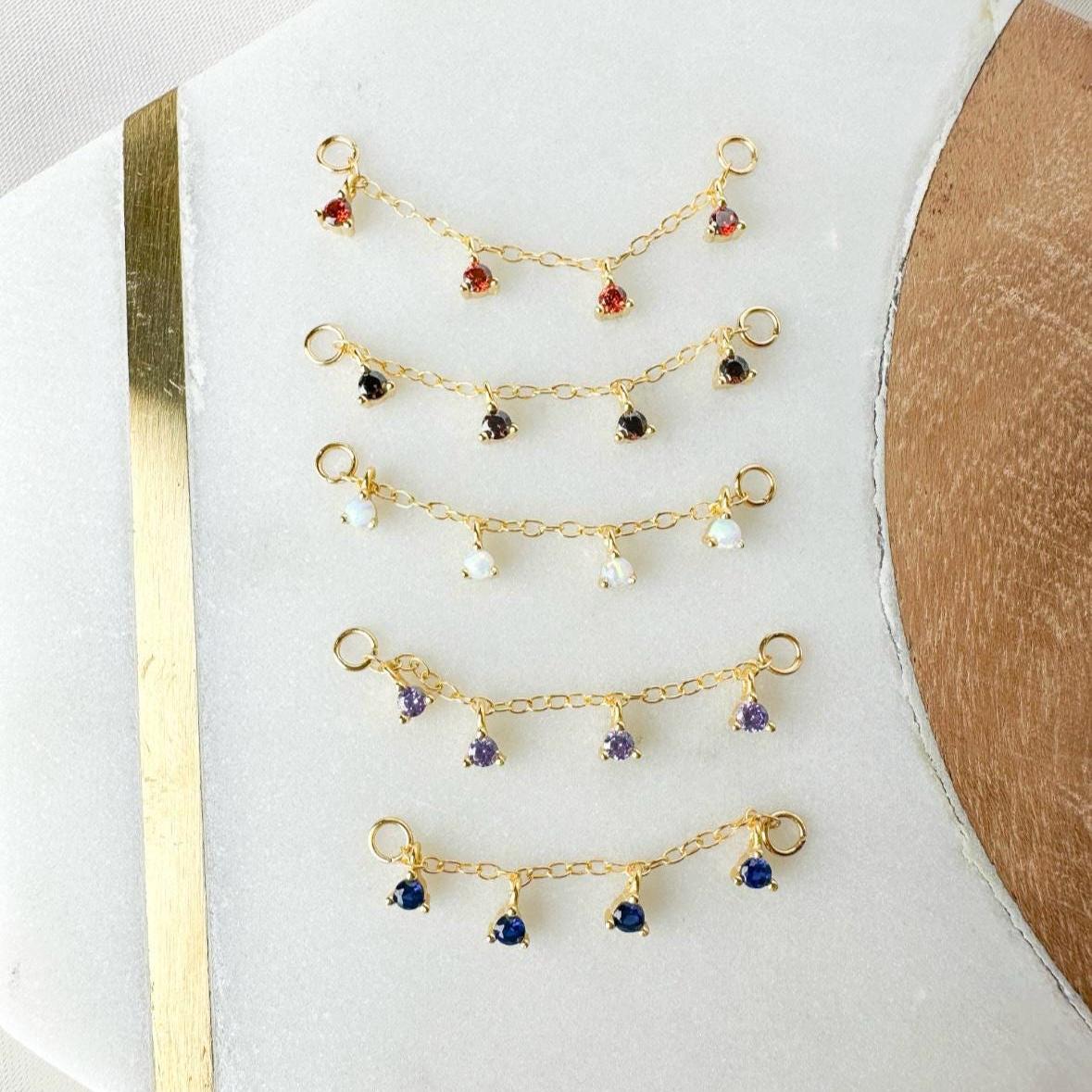 Dainty Industrial Barbell Diamond CZ Chain (only) for