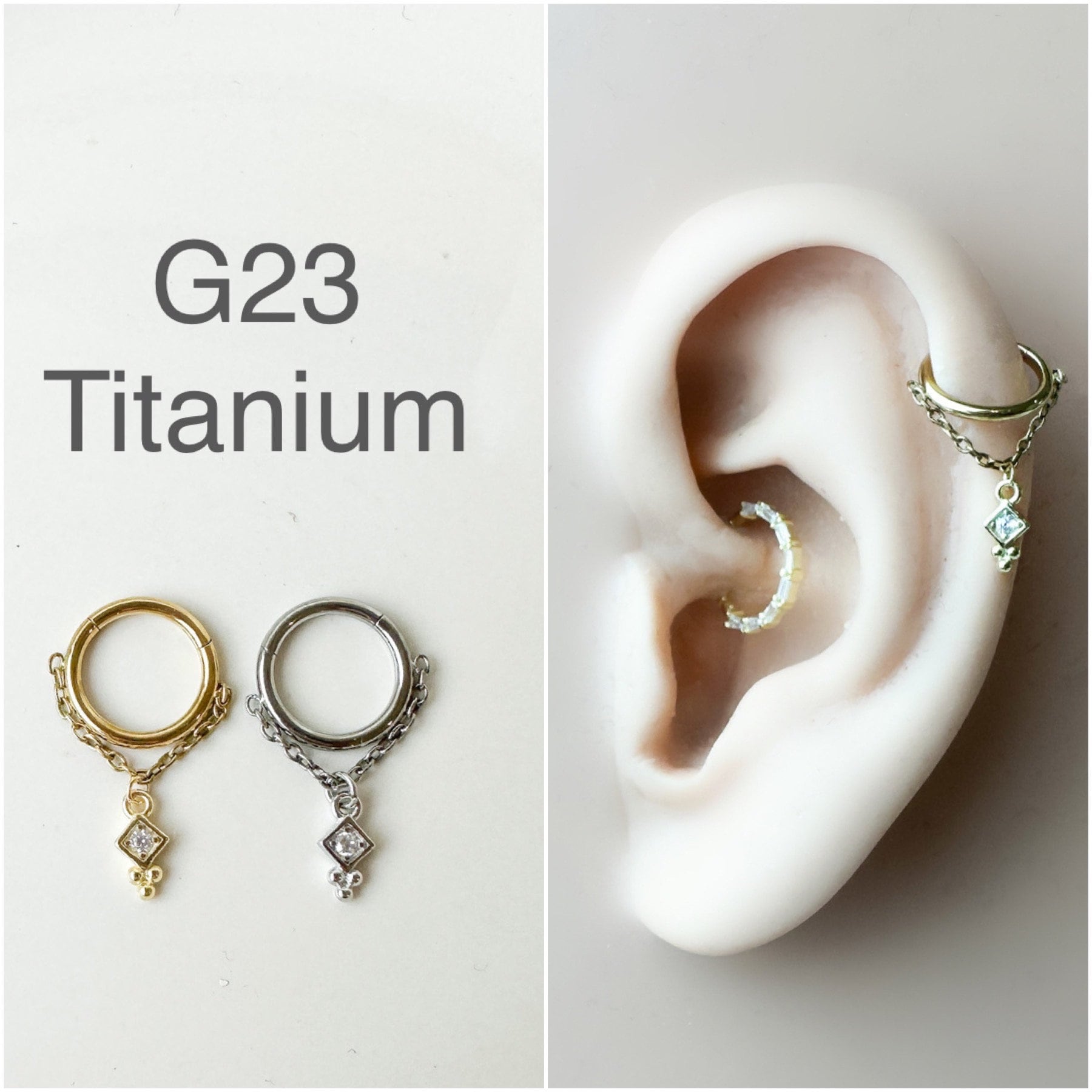 Titanium helix earrings with CZ 2 pieces