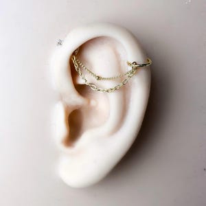 Simple Industrial Barbell Double Chain (only) for Piercing, Helix Chain Piercing, Chain Earring, Conch Chain Piercing 14g, 16g, 18g